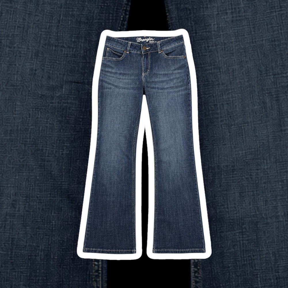 Wrangler Boot Cut Jeans Womens 7x32 Dark Wash Denim Mid Rise Flared Leg Blue